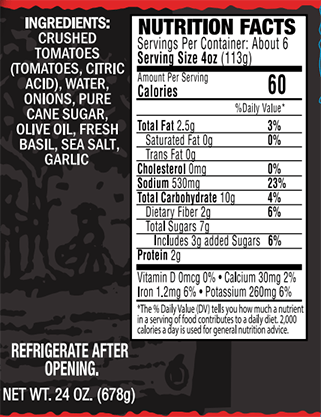ingredients for tomato basil pasta sauce