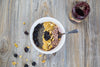 breakfast bowl with blackberry preserves 