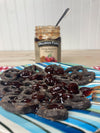 cherry amaretto preserves on dark chocolate pretzels