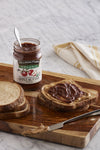 organic no sugar added apple butter on toast with peanutbutter